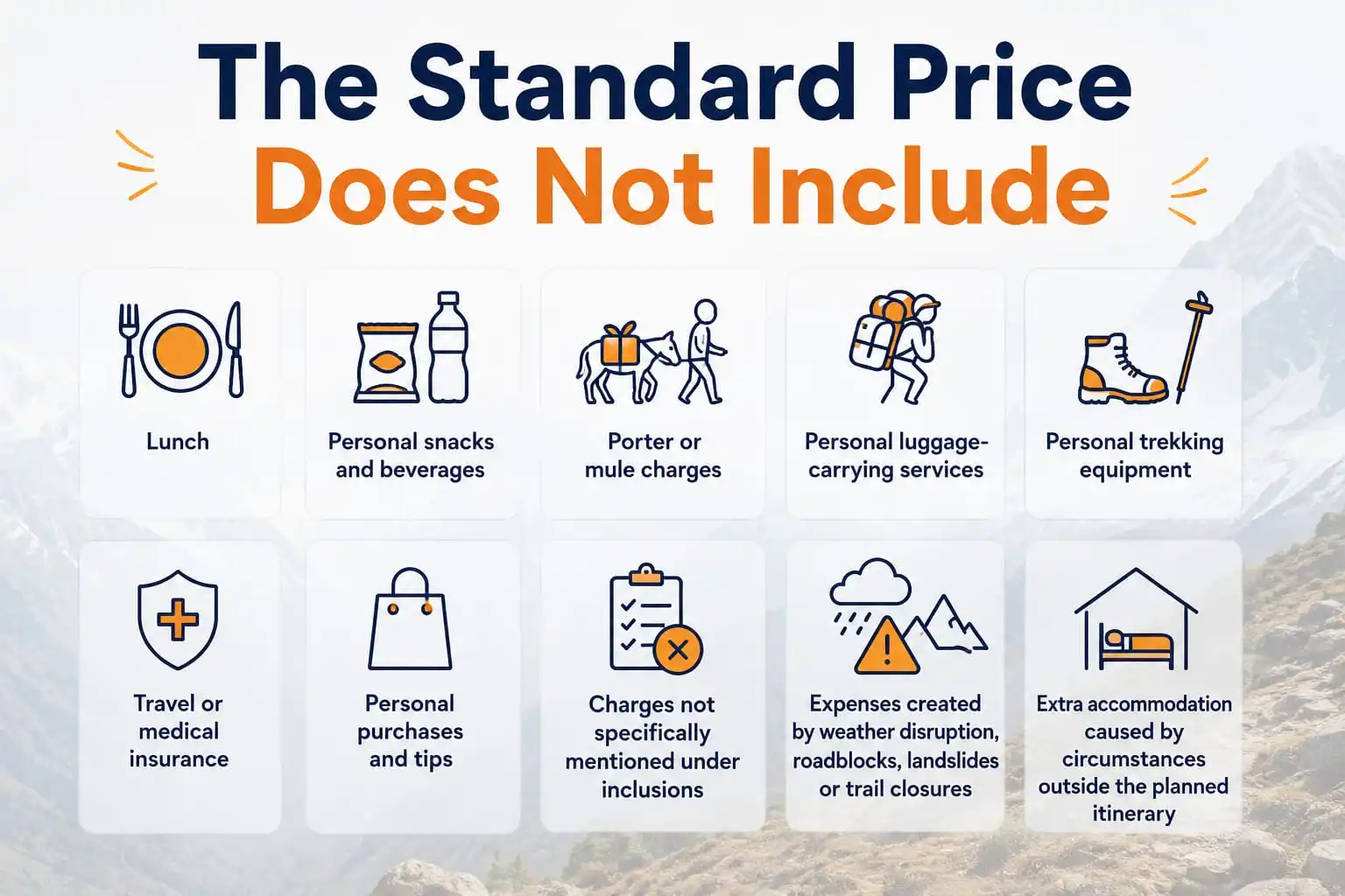 Details of what is not included in the package